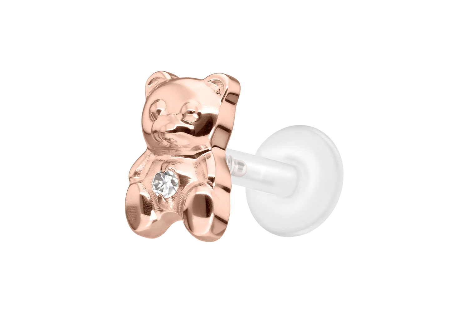 PTFE Labret Piercing mit Innengewinde + Titan-Aufsatz TEDDYBÄR
